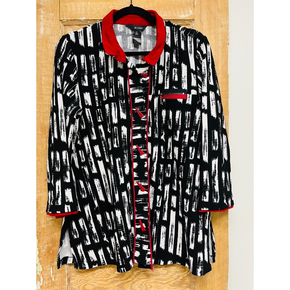 Ali Miles M Abstract Tunic Top Funky Artsy Lagenlook Eclectic Creative Bold Mod